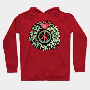 Peace Heart Christmas Wreath Hoodie